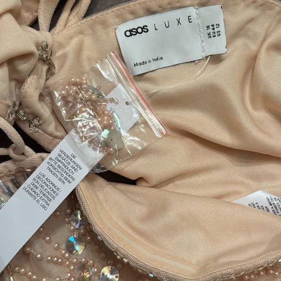 ASOS LUXE Embellished Tassel Crop Top in Blush - Picture 4 of 7